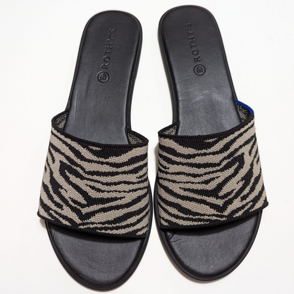 Rothy's The Slide Zebra Animal Stripes Slip On Sandals - Picture 16 of 16